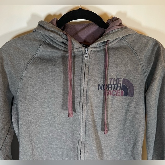 The North face gray purple full zip hoodie half dome logo sz S womens gorpcore - Picture 3 of 6